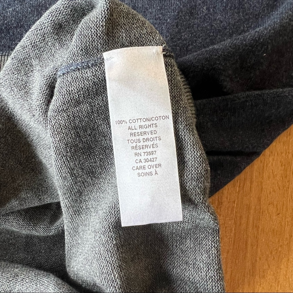 RAFFI Cotton Reversible Elbow Patch Henley Sweater Blue Grey Size Medium NWT - Picture 8 of 9